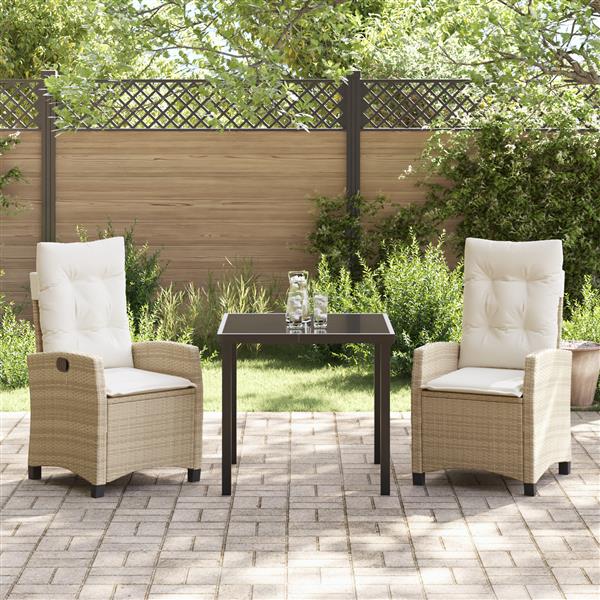 Grote foto vidaxl tuin eetset 3 pcs beige poly rattan tuin en terras tuinmeubelen