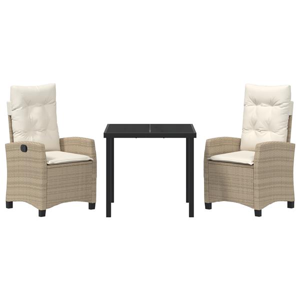 Grote foto vidaxl tuin eetset 3 pcs beige poly rattan tuin en terras tuinmeubelen