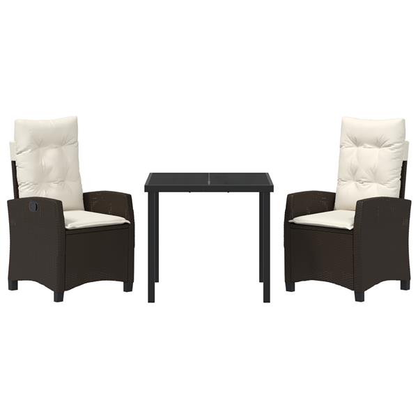 Grote foto vidaxl tuin eetset 3 pcs bruin poly rattan tuin en terras tuinmeubelen