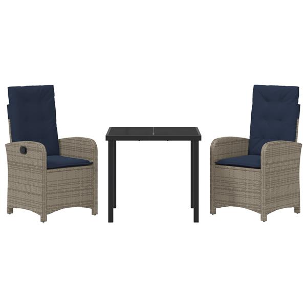 Grote foto vidaxl tuin eetset 3 pcs grijs poly rattan tuin en terras tuinmeubelen