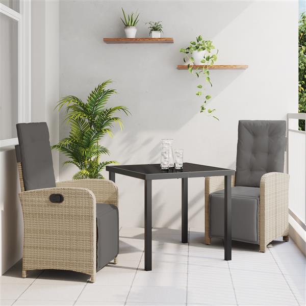 Grote foto vidaxl tuin eetset 3 pcs beige poly rattan tuin en terras tuinmeubelen