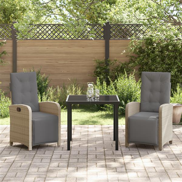 Grote foto vidaxl tuin eetset 3 pcs beige poly rattan tuin en terras tuinmeubelen