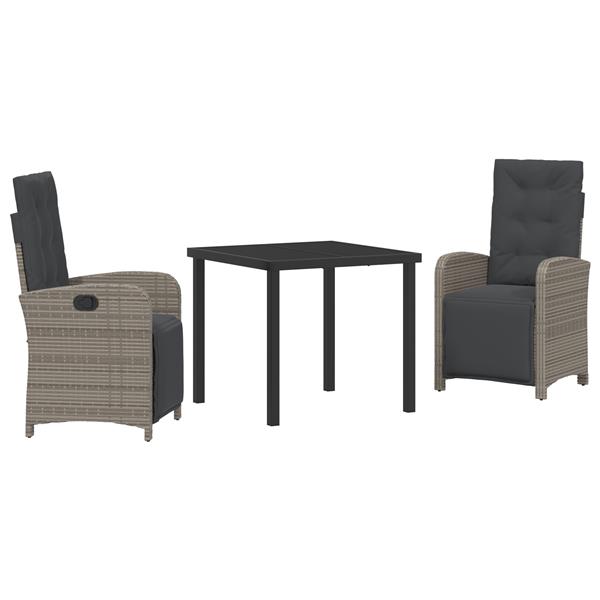 Grote foto vidaxl tuin eetset 3 pcs grijs poly rattan tuin en terras tuinmeubelen