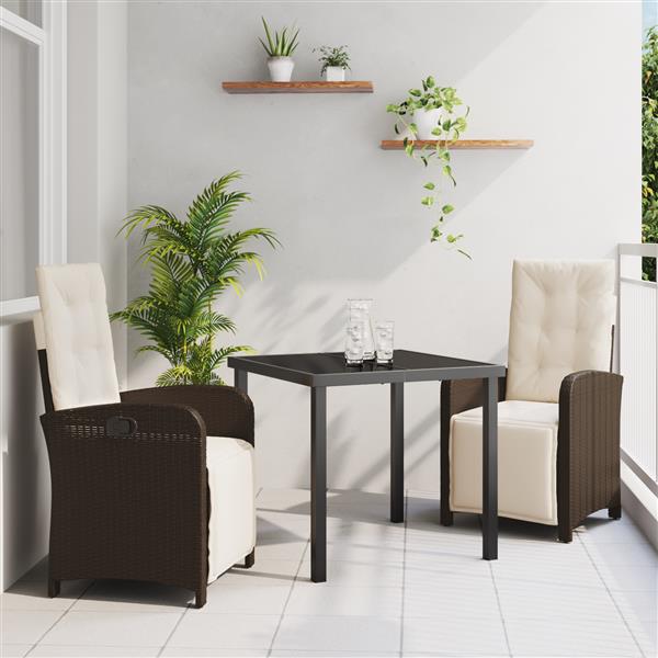 Grote foto vidaxl tuin eetset 3 pcs bruin poly rattan tuin en terras tuinmeubelen