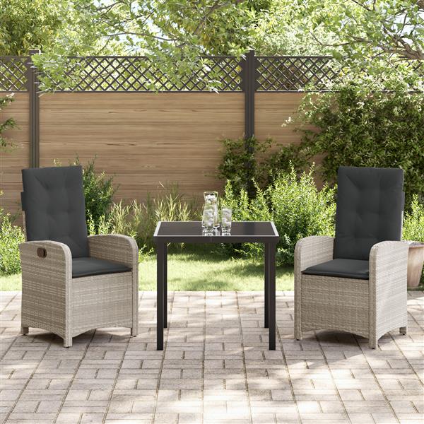 Grote foto vidaxl tuin eetset 3 pcs lichtgrijs poly rattan tuin en terras tuinmeubelen