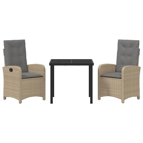 Grote foto vidaxl tuin eetset 3 pcs beige poly rattan tuin en terras tuinmeubelen