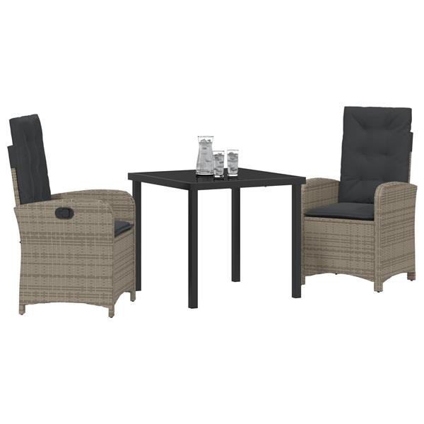 Grote foto vidaxl tuin eetset 3 pcs grijs poly rattan tuin en terras tuinmeubelen