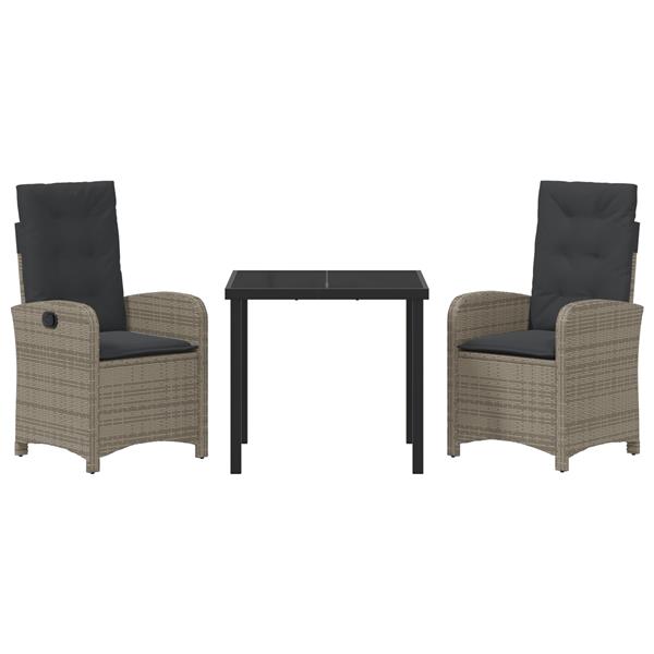 Grote foto vidaxl tuin eetset 3 pcs grijs poly rattan tuin en terras tuinmeubelen