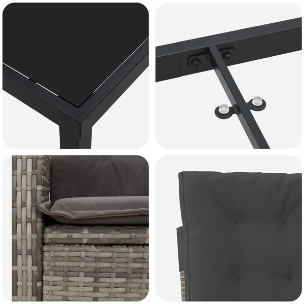 Grote foto vidaxl tuin eetset 3 pcs grijs poly rattan tuin en terras tuinmeubelen