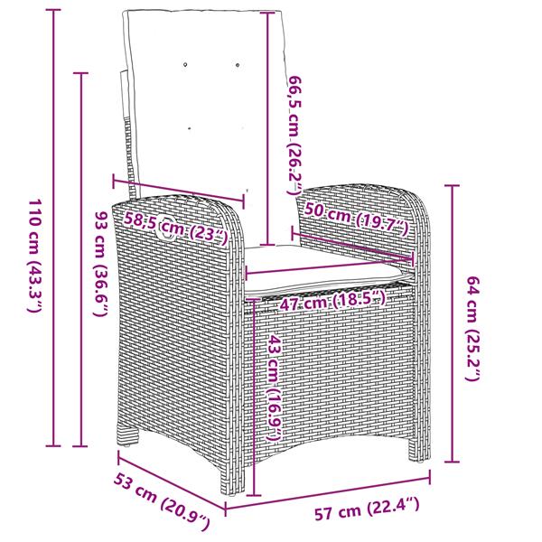 Grote foto vidaxl tuin eetset 3 pcs grijs poly rattan tuin en terras tuinmeubelen