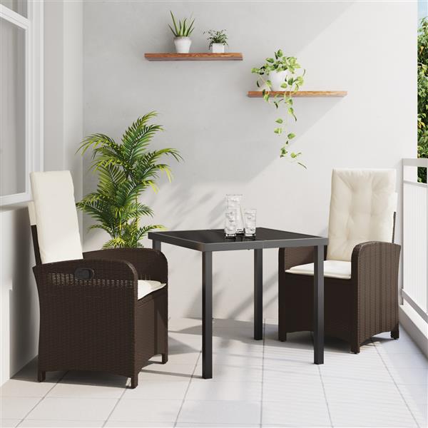 Grote foto vidaxl tuin eetset 3 pcs bruin poly rattan tuin en terras tuinmeubelen