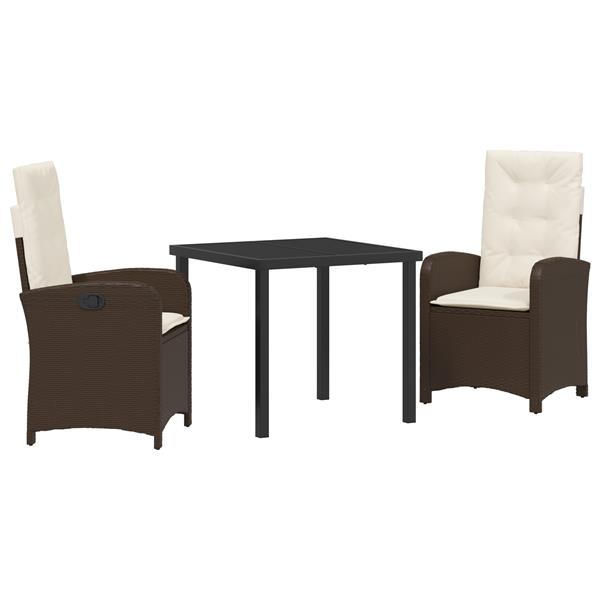 Grote foto vidaxl tuin eetset 3 pcs bruin poly rattan tuin en terras tuinmeubelen