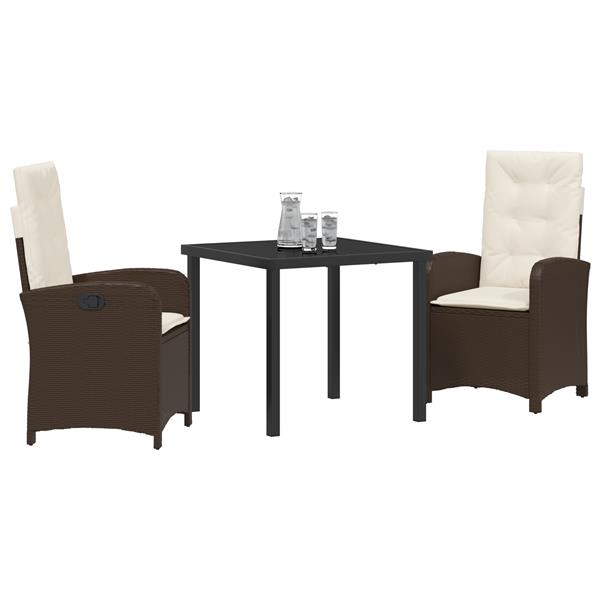 Grote foto vidaxl tuin eetset 3 pcs bruin poly rattan tuin en terras tuinmeubelen