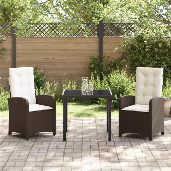 Grote foto vidaxl tuin eetset 3 pcs bruin poly rattan tuin en terras tuinmeubelen