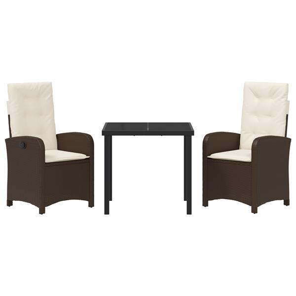 Grote foto vidaxl tuin eetset 3 pcs bruin poly rattan tuin en terras tuinmeubelen