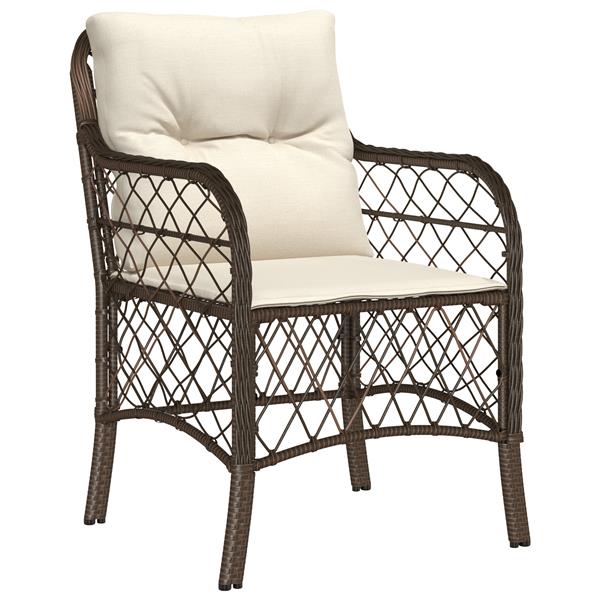 Grote foto vidaxl tuin eetset met kussen 3 pcs bruin poly riet tuin en terras tuinmeubelen