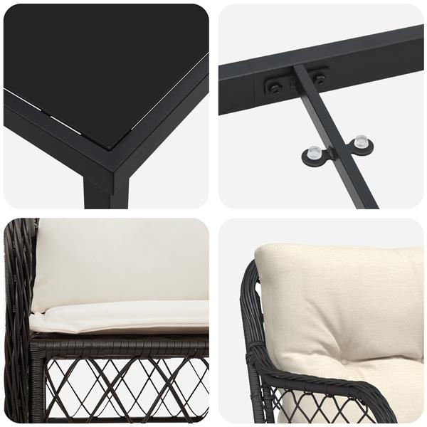 Grote foto vidaxl tuin eetset met kussen 5 pcs zwart poly riet tuin en terras tuinmeubelen