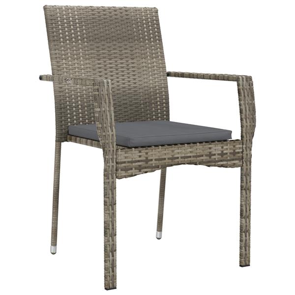 Grote foto vidaxl tuin eetset met kussen 5 pcs grijs poly riet tuin en terras tuinmeubelen