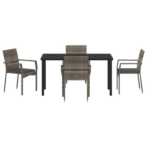 Grote foto vidaxl tuin eetset met kussen 5 pcs grijs poly riet tuin en terras tuinmeubelen