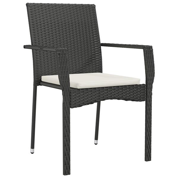 Grote foto vidaxl tuin eetset met kussen 5 pcs zwart poly riet tuin en terras tuinmeubelen