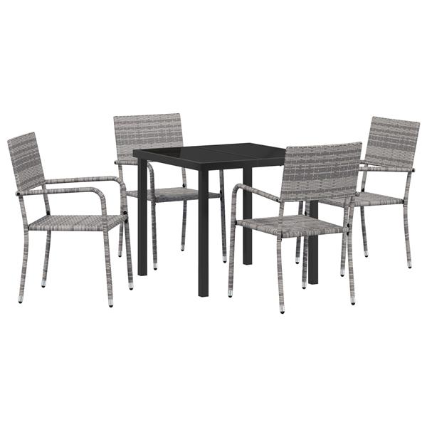 Grote foto vidaxl tuin eetset 5 pcs grijs poly riet tuin en terras tuinmeubelen