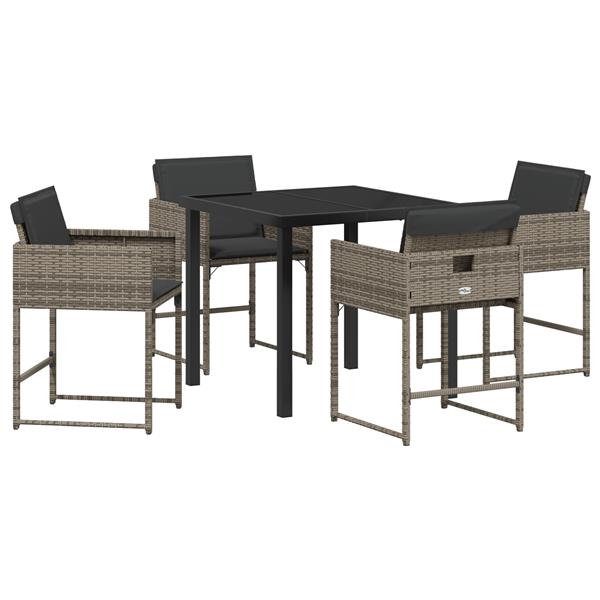 Grote foto vidaxl tuin eetset met kussen 5 pcs grijs poly riet tuin en terras tuinmeubelen
