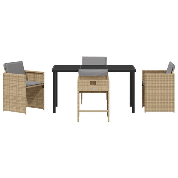 Grote foto vidaxl tuin eetset met kussen 5 pcs beige poly riet tuin en terras tuinmeubelen