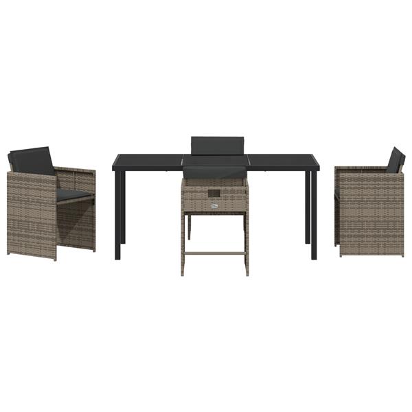 Grote foto vidaxl tuin eetset met kussen 5 pcs grijs poly riet tuin en terras tuinmeubelen