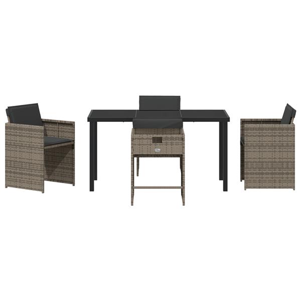 Grote foto vidaxl tuin eetset met kussen 5 pcs grijs poly riet tuin en terras tuinmeubelen