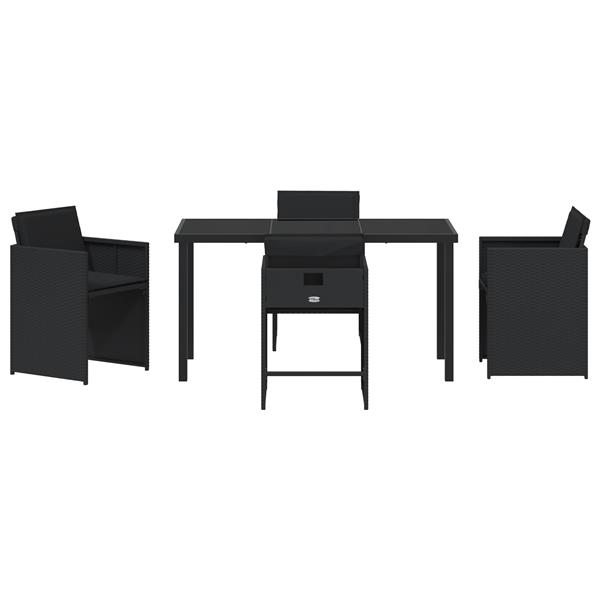 Grote foto vidaxl tuin eetset met kussen 5 pcs zwart poly riet tuin en terras tuinmeubelen