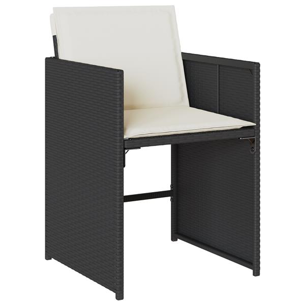 Grote foto vidaxl tuin eetset met kussen 5 pcs zwart poly riet tuin en terras tuinmeubelen