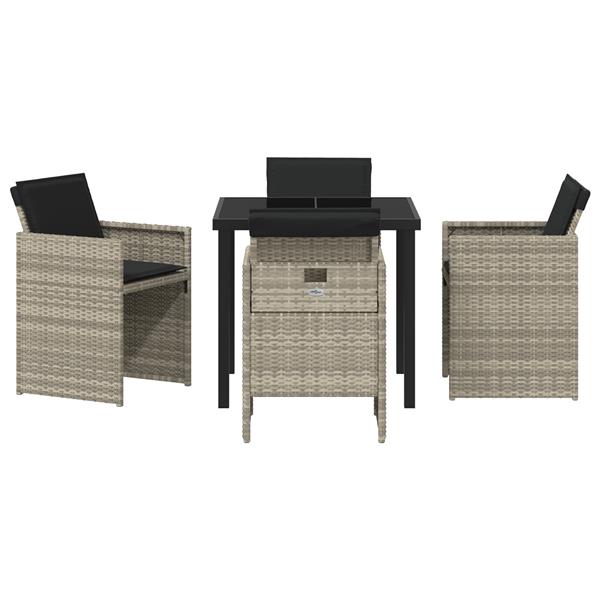Grote foto vidaxl tuin eetset met kussen 5 pcs lichtgrijs poly riet tuin en terras tuinmeubelen