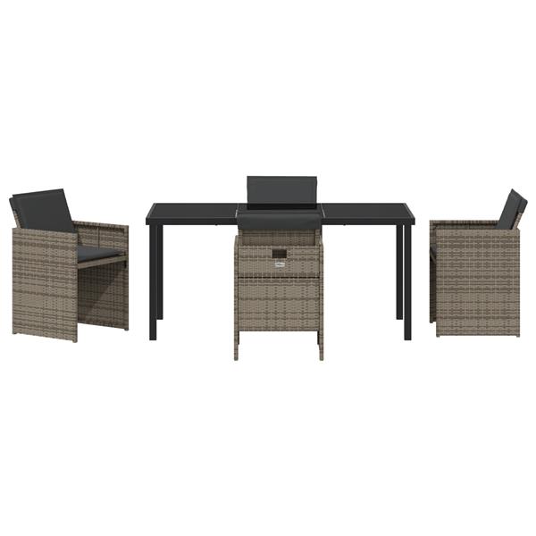 Grote foto vidaxl tuin eetset met kussen 5 pcs grijs poly riet tuin en terras tuinmeubelen