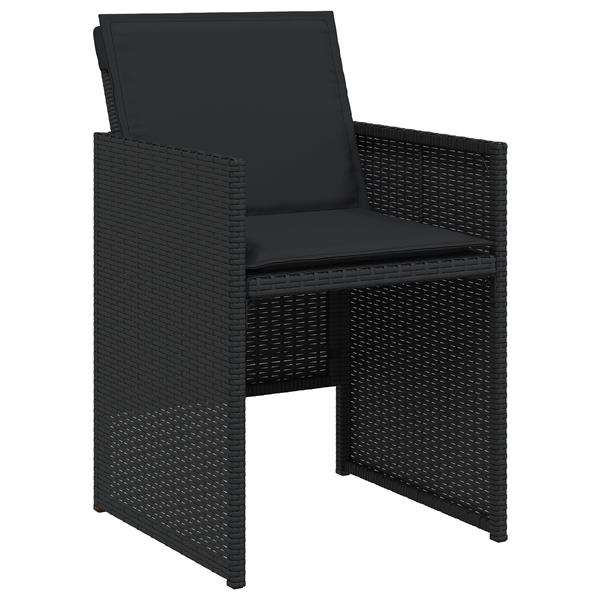 Grote foto vidaxl tuin eetset met kussen 5 pcs zwart poly riet tuin en terras tuinmeubelen