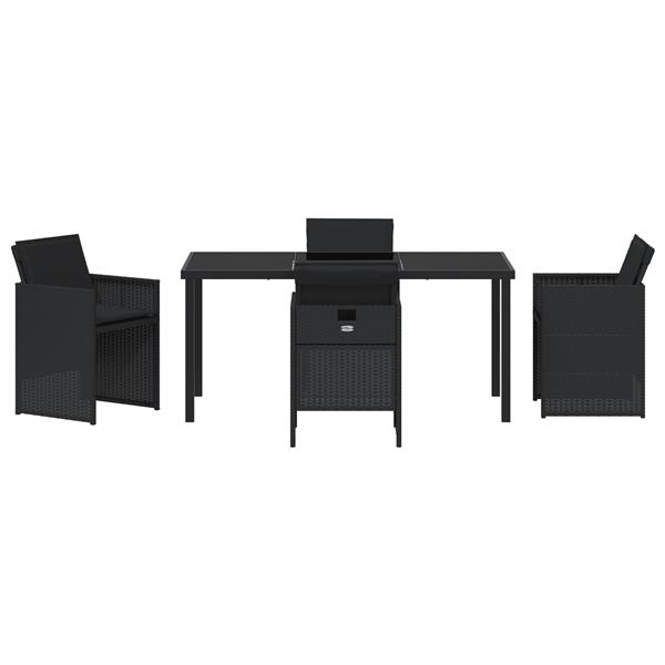 Grote foto vidaxl tuin eetset met kussen 5 pcs zwart poly riet tuin en terras tuinmeubelen