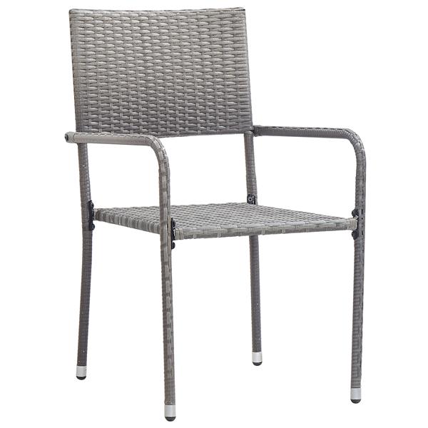 Grote foto vidaxl tuin eetset 3 pcs grijs poly riet tuin en terras tuinmeubelen
