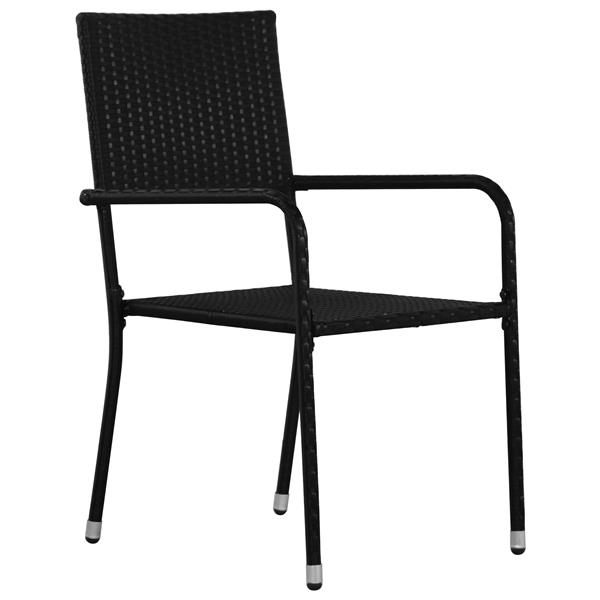Grote foto vidaxl tuin eetset 3 pcs zwart poly riet tuin en terras tuinmeubelen