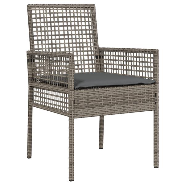 Grote foto vidaxl tuin eetset met kussen 5 pcs grijs poly riet tuin en terras tuinmeubelen