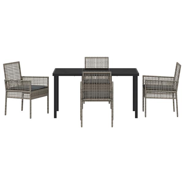 Grote foto vidaxl tuin eetset met kussen 5 pcs grijs poly riet tuin en terras tuinmeubelen