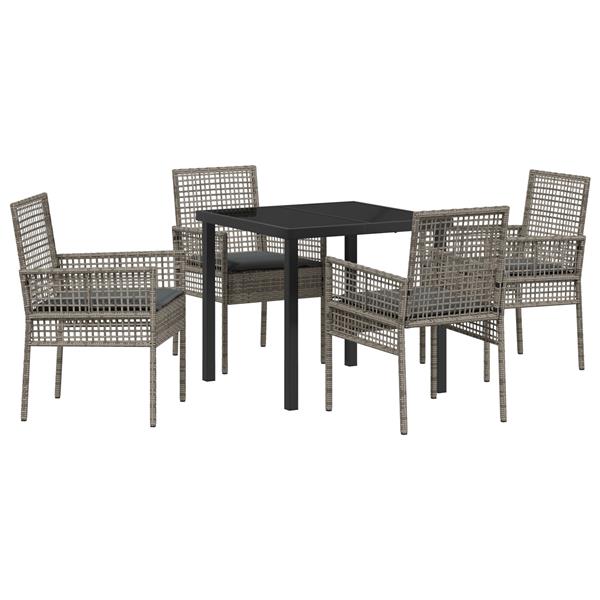 Grote foto vidaxl tuin eetset met kussen 5 pcs grijs poly riet tuin en terras tuinmeubelen