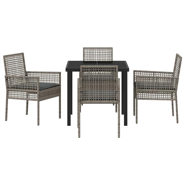 Grote foto vidaxl tuin eetset met kussen 5 pcs grijs poly riet tuin en terras tuinmeubelen