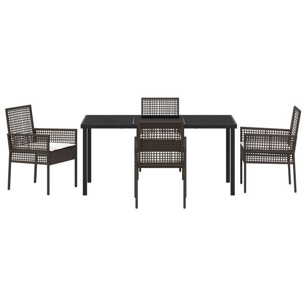 Grote foto vidaxl tuin eetset met kussen 5 pcs bruin poly riet tuin en terras tuinmeubelen