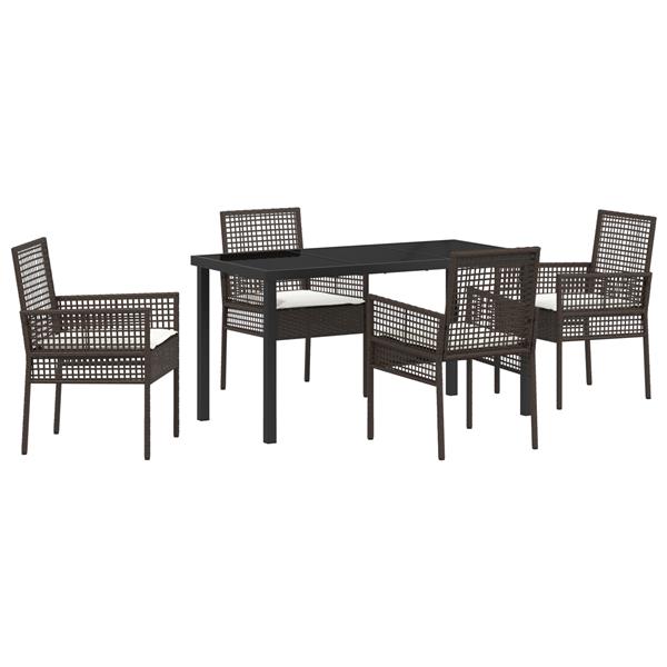 Grote foto vidaxl tuin eetset met kussen 5 pcs bruin poly riet tuin en terras tuinmeubelen