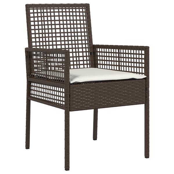 Grote foto vidaxl tuin eetset met kussen 5 pcs bruin poly riet tuin en terras tuinmeubelen