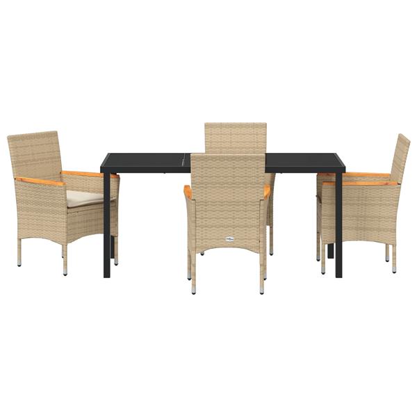 Grote foto vidaxl tuin eetset met kussen 5 pcs beige poly riet tuin en terras tuinmeubelen