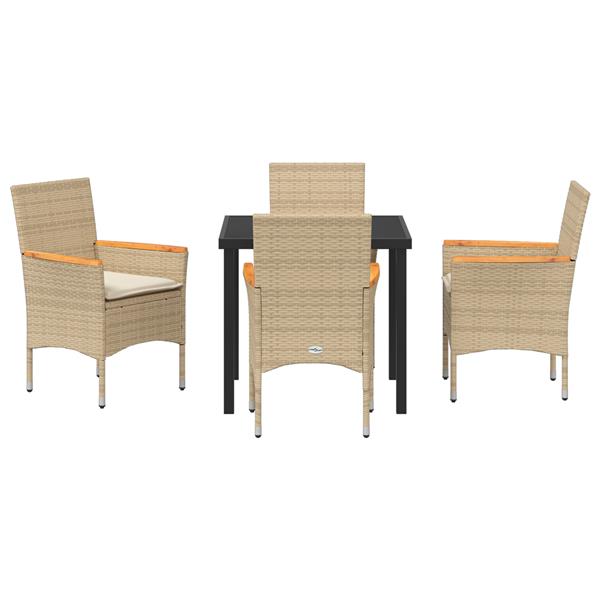 Grote foto vidaxl tuin eetset met kussen 5 pcs beige poly riet tuin en terras tuinmeubelen