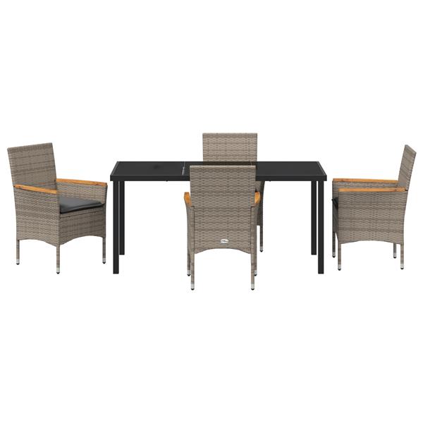 Grote foto vidaxl tuin eetset met kussen 5 pcs grijs poly riet tuin en terras tuinmeubelen