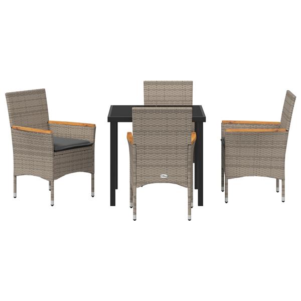 Grote foto vidaxl tuin eetset met kussen 5 pcs grijs poly riet tuin en terras tuinmeubelen