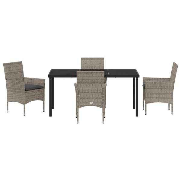 Grote foto vidaxl tuin eetset met kussen 5 pcs grijs poly riet tuin en terras tuinmeubelen