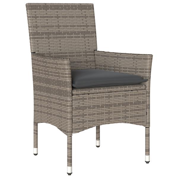 Grote foto vidaxl tuin eetset met kussen 5 pcs grijs poly riet tuin en terras tuinmeubelen